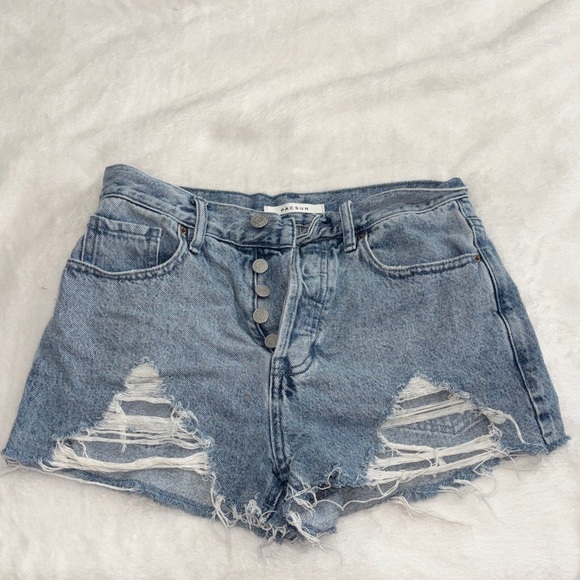 PacSun Pants - Blue Denim Distressed Women Shorts